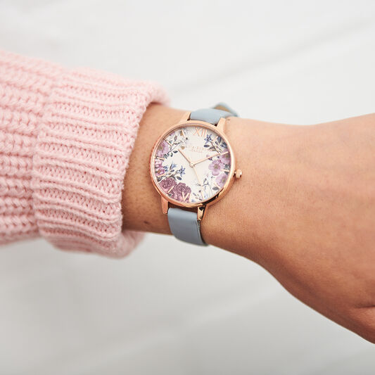 British Blooms Blue & Rose Gold Watch