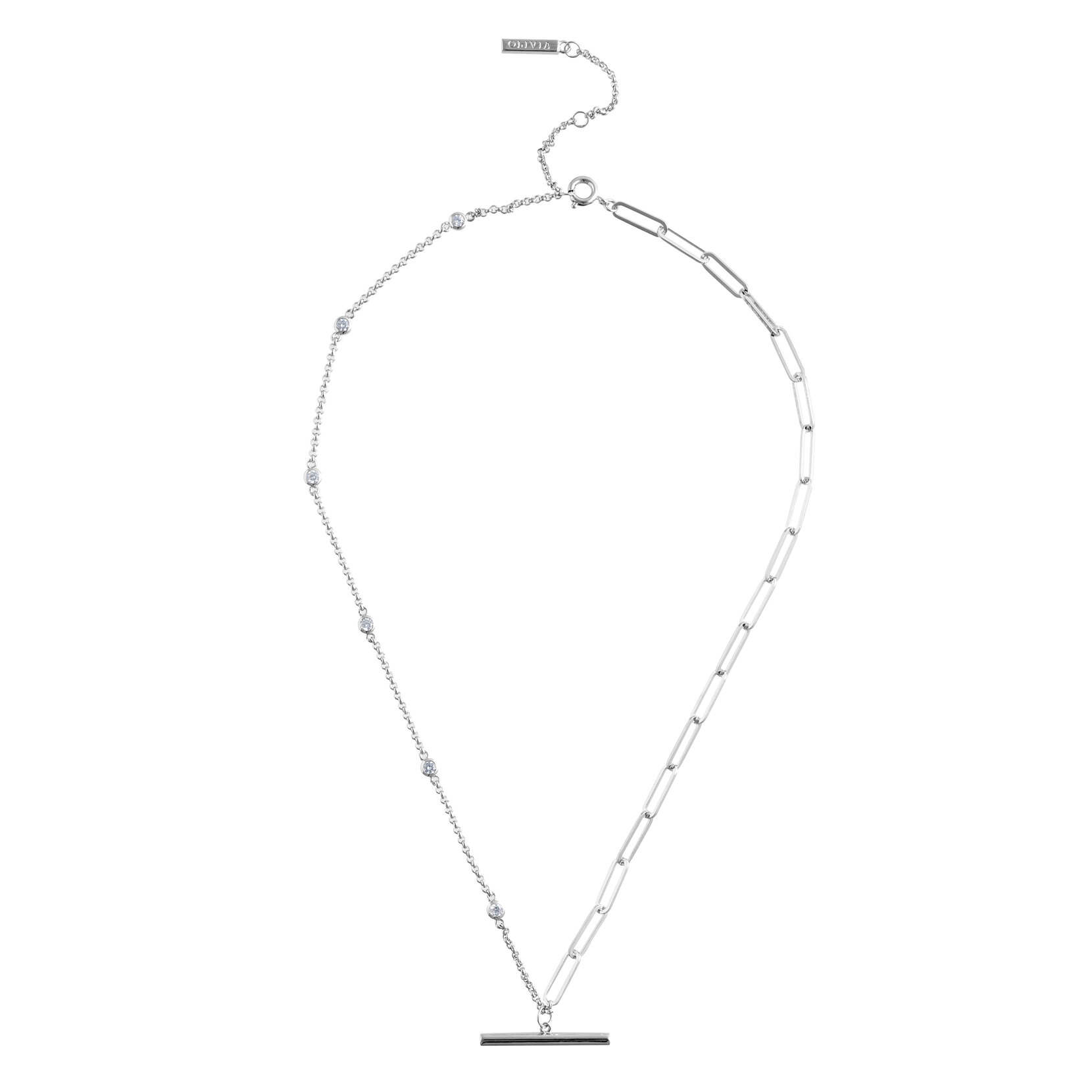 Silver Mismatch Tbar Necklace