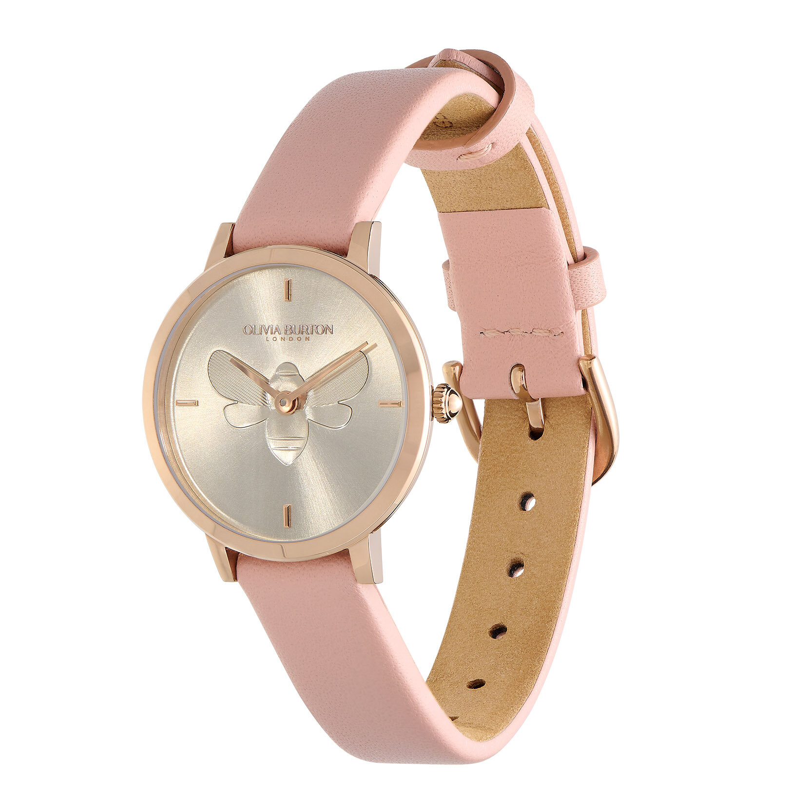 28mm Bee Ultra Slim Carnation Gold & Blush Leather Strap Watch