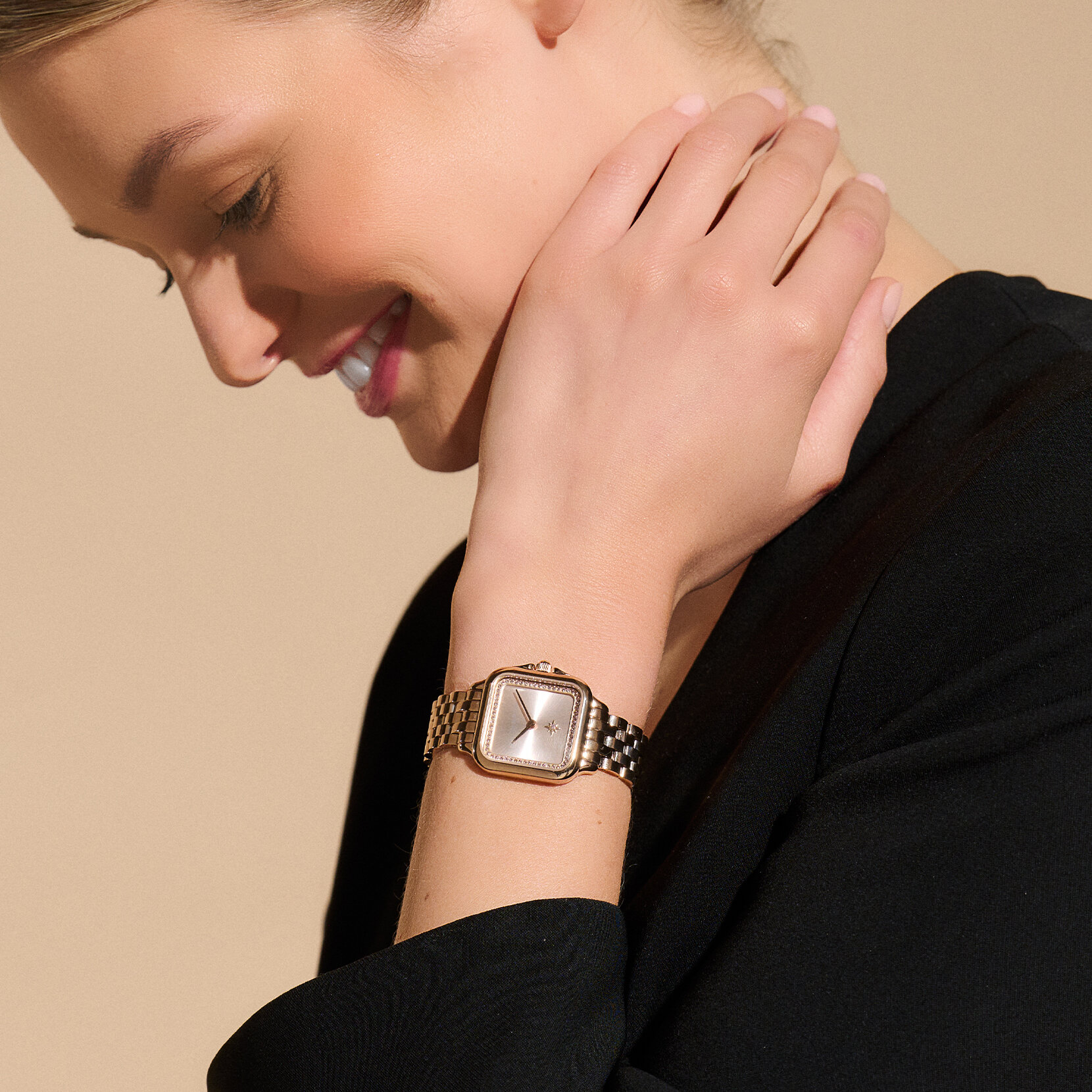 Montre Grosvenor bracelet Rose pastel et Or rose 28 mm