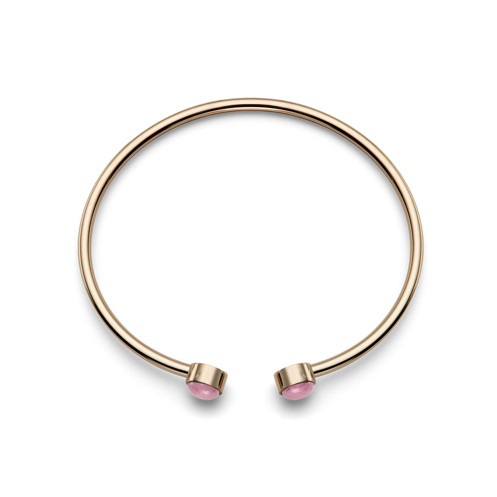 Rose Quartz Cabochon Rose Gold Plated Gemstone Bangle