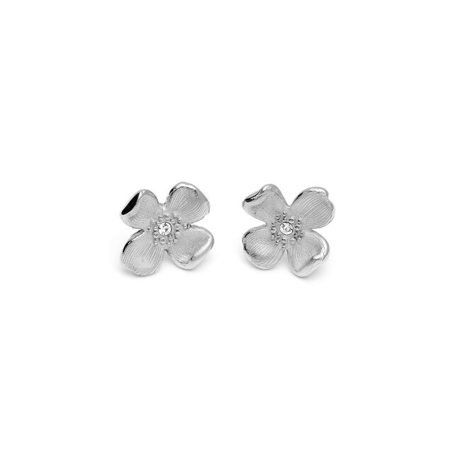 Dogwood Flower Silver Stud Earrings