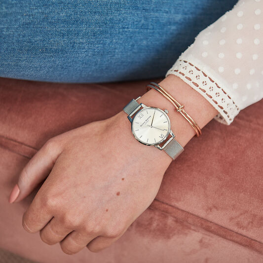 Sunray Silver Mesh Watch