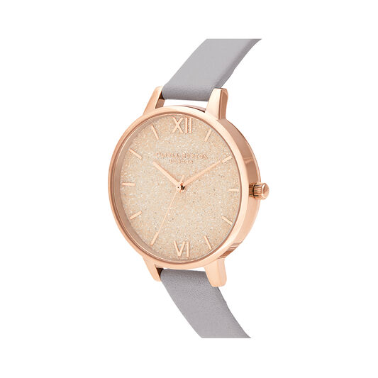 Glitter Dial Grey Lilac & Pale Rose Gold