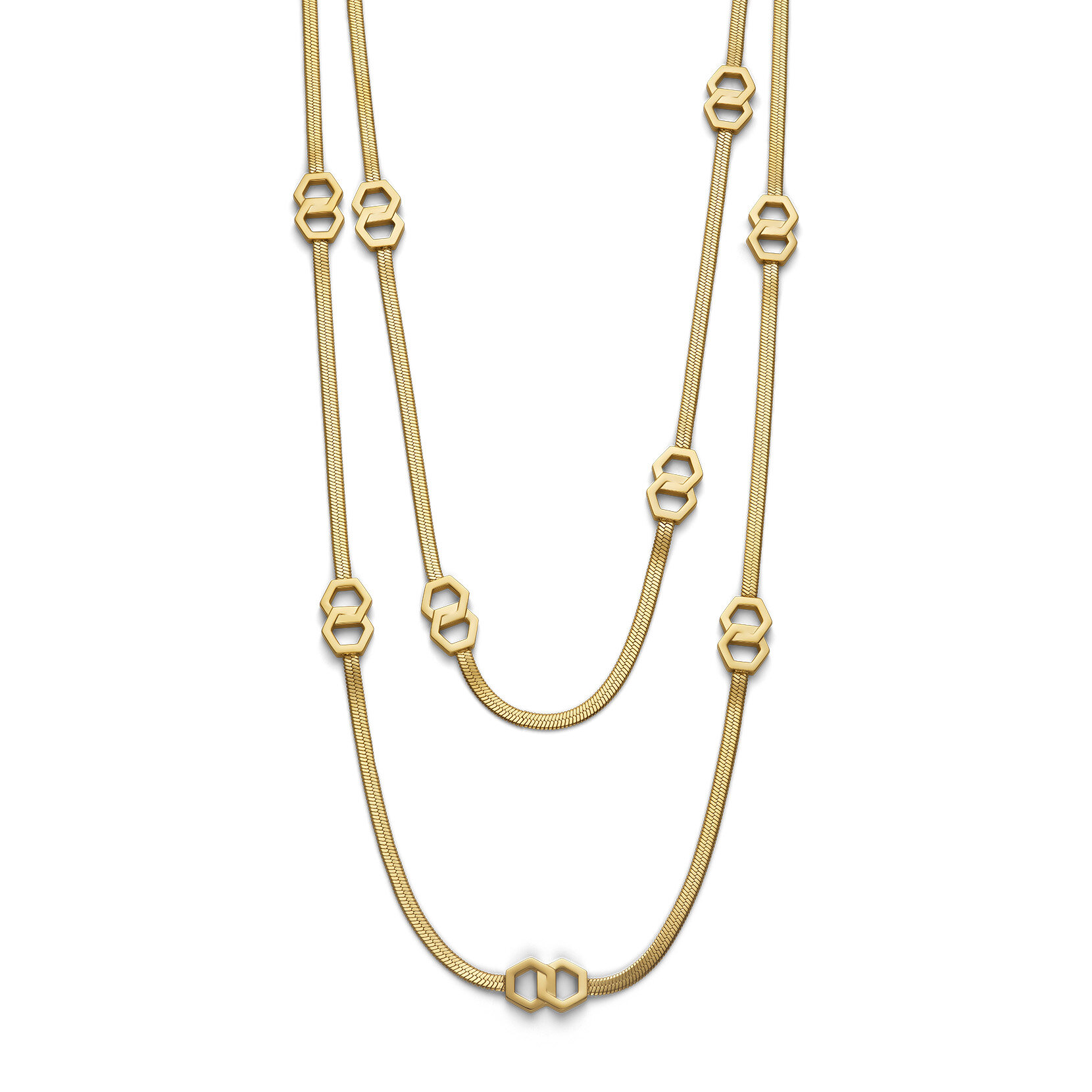 Honeycomb Loop Gold Plated Long Necklace