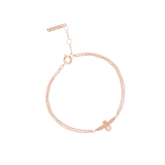 3D Bejewelled Bee Rose Gold, Rose Quartz Bracelet