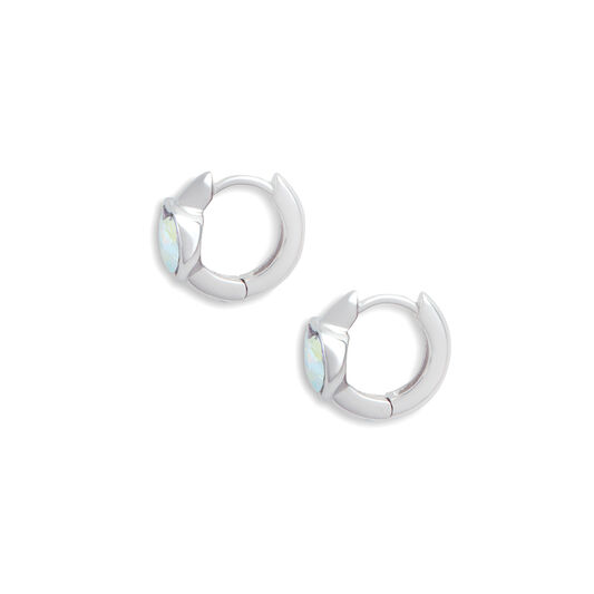 Heart Huggie Hoop Aurora Crystal & Silver