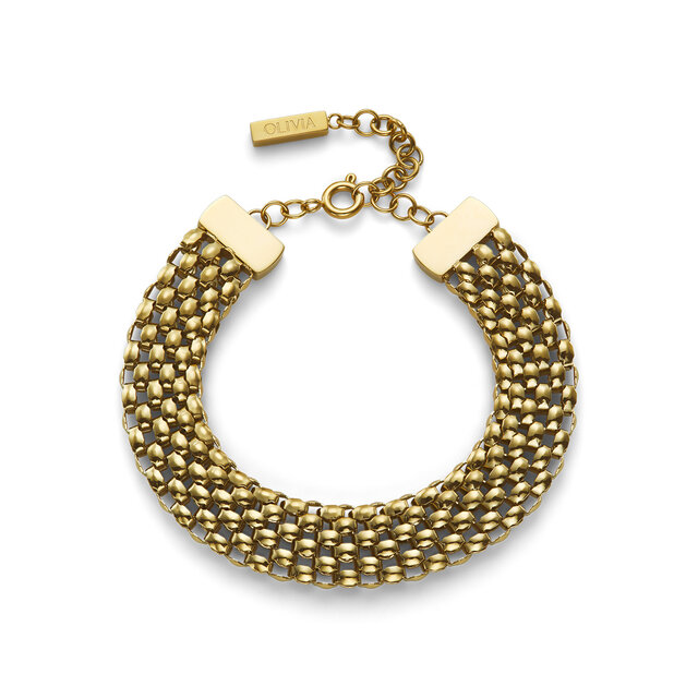 Bracelet Chequerboard plaqu&eacute; or