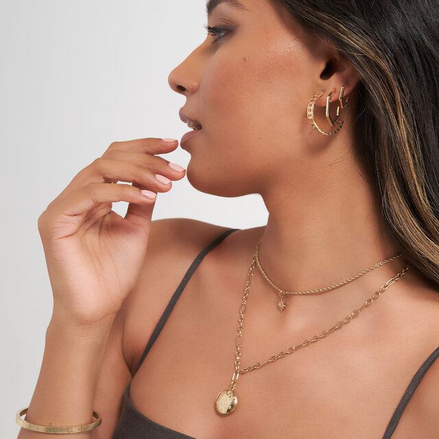 Honeycomb Gold Plated Small Hoop Earrings