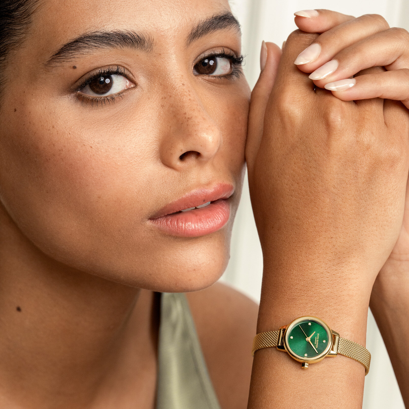 23mm Mini Forest Green & Gold Mesh Watch