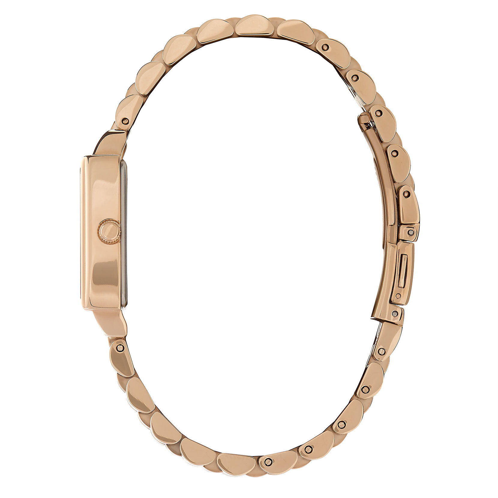 21mm Rectangle White & Carnation Gold Bracelet Watch
