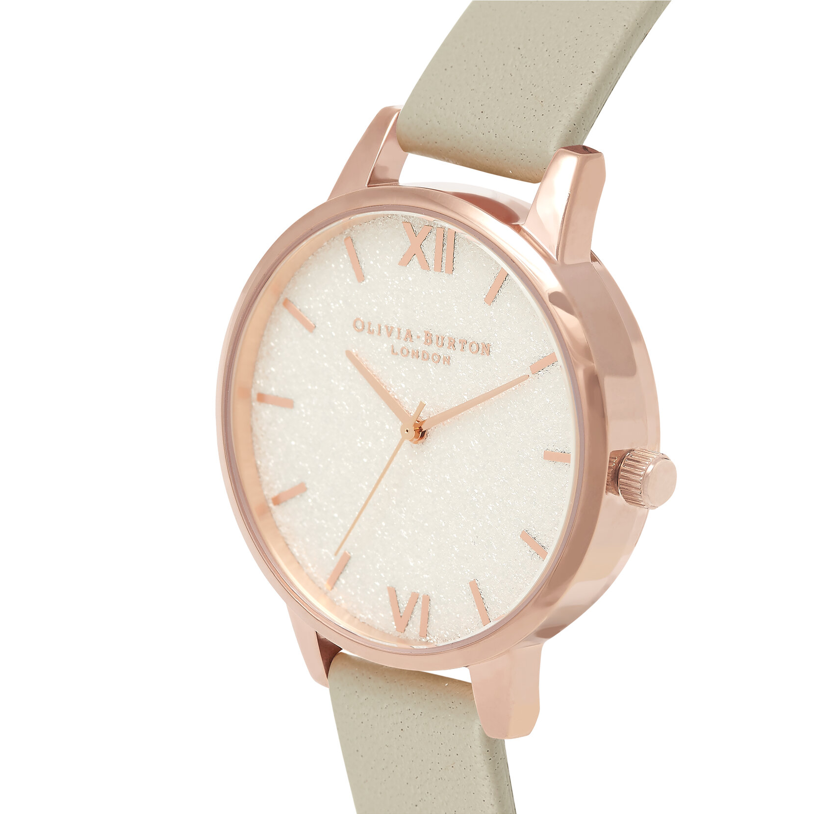 38mm Rose Gold & Gray Leather Strap Watch