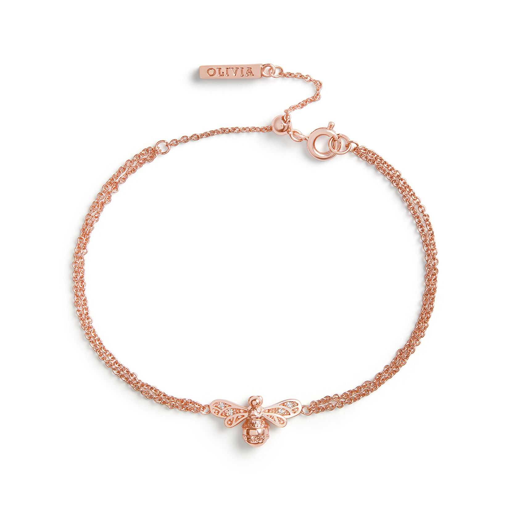 Bracelet chaîne élégant au motif d'abeille en or rose