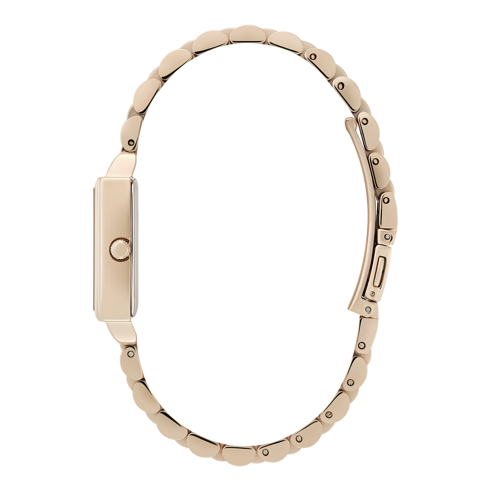 21mm Rectangle White & Carnation Gold Bracelet Watch