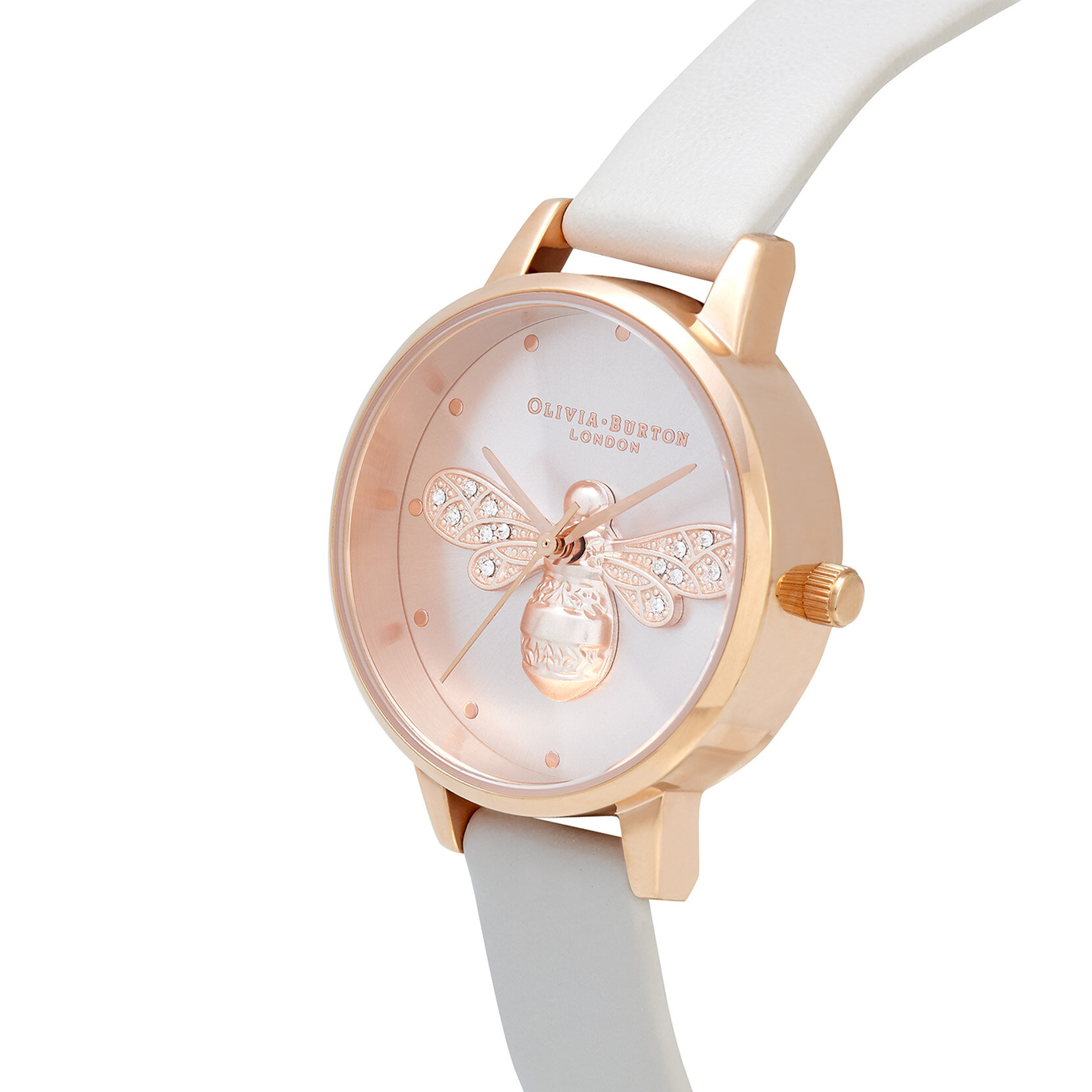 Coffret cadeau montre Sparkle Bee à cadran Midi et bracelet jonc or rose