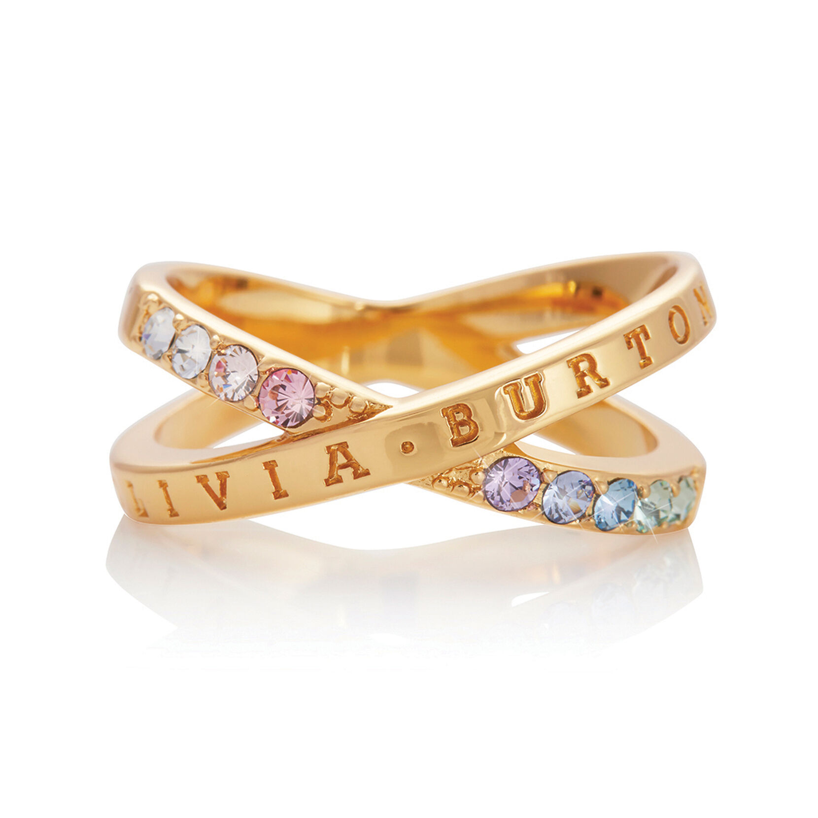 Bejewelled Classics Rainbow Interlink Ring Gold Olivia Burton London