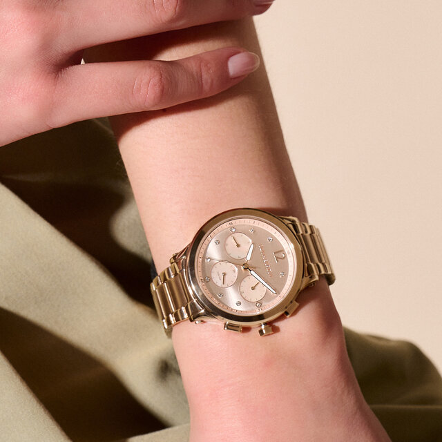 38mm Multi-Function Blush & Carnation Gold Bracelet Watch