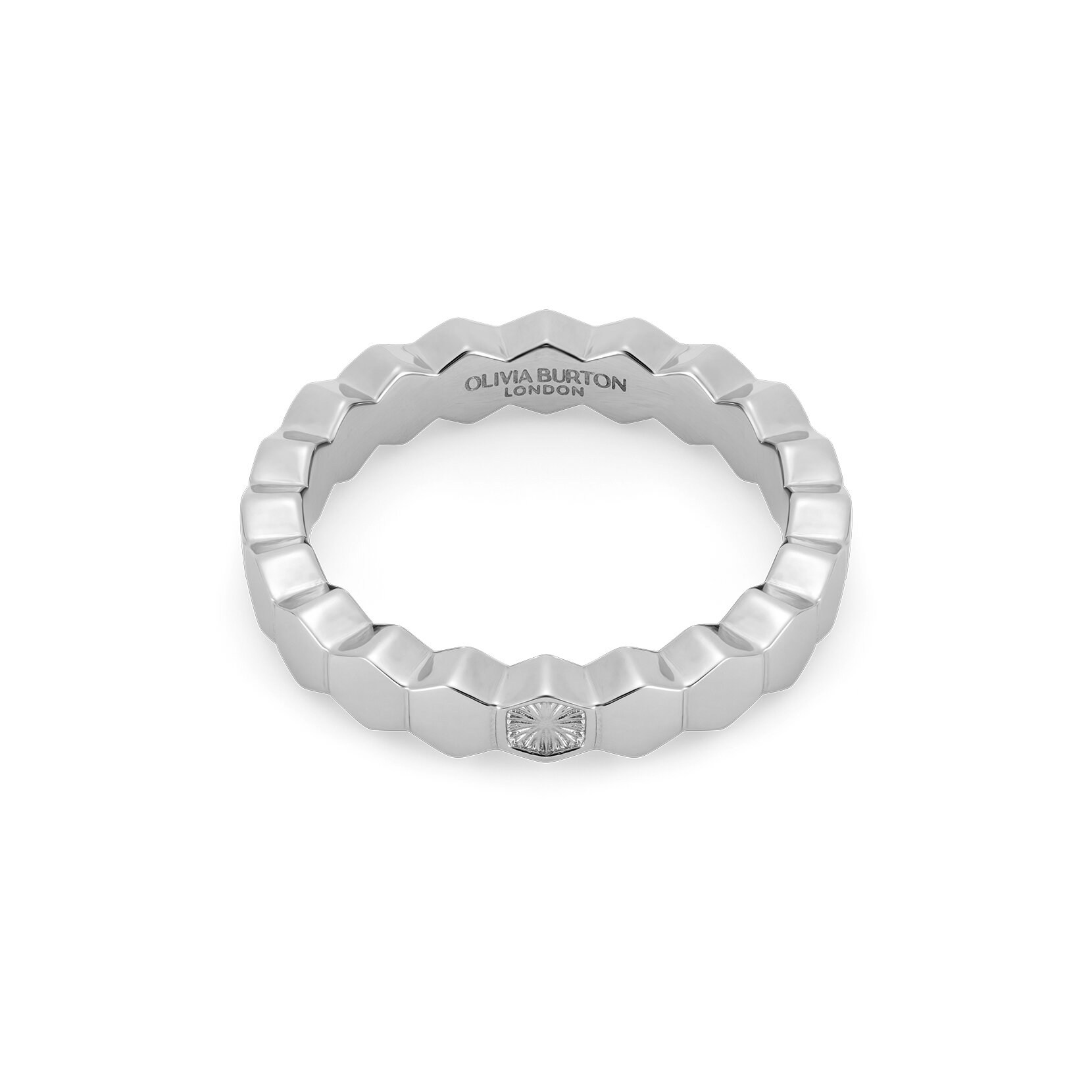 Petite Honeycomb Silver Tone Ring L