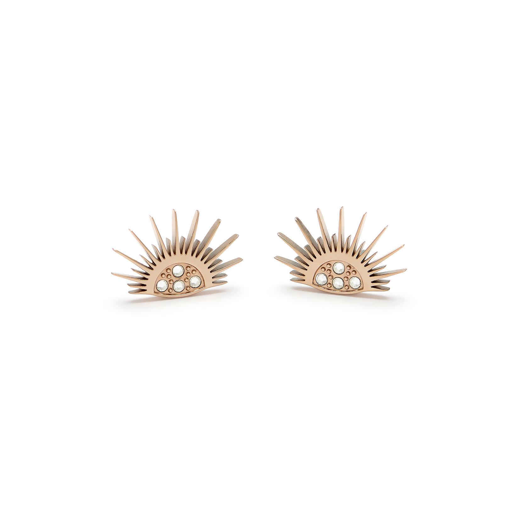 Celestial Sun Rose Gold Plated Stud Earrings