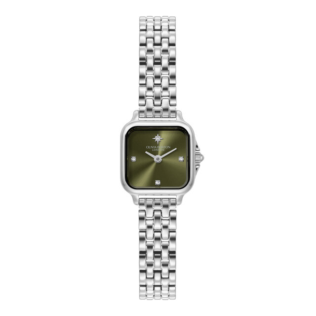 Montre Mini Grosvenor Vert Sauge & Bracelet Argent 20mm