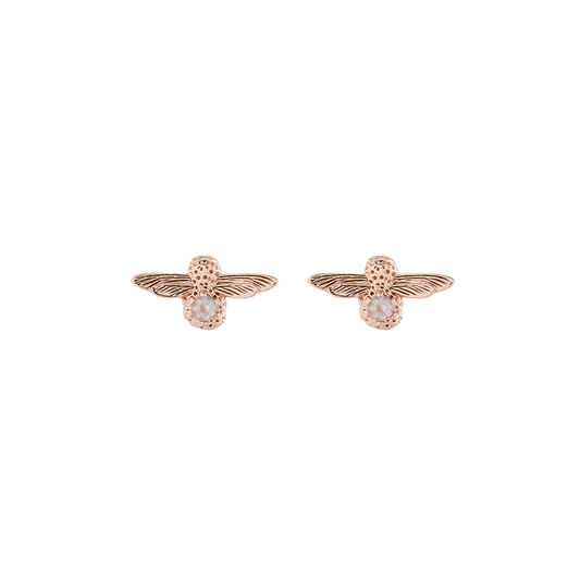 Celebration Stones Celebration Bee Studs Rose Gold & Rose Quartz (October)