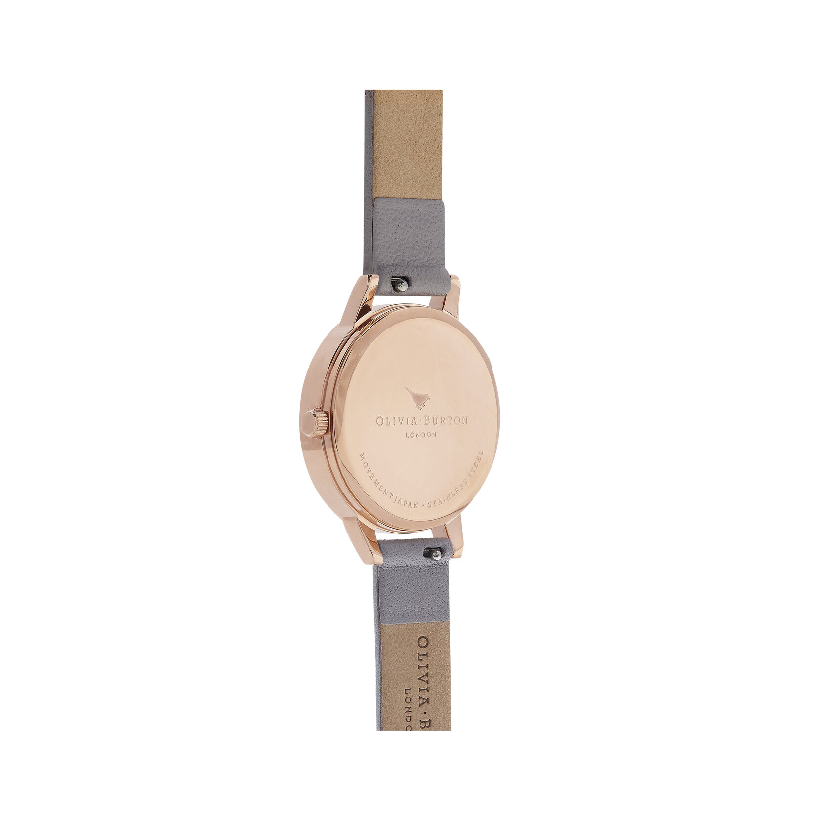 30mm Rose Gold & Gray Leather Strap Watch
