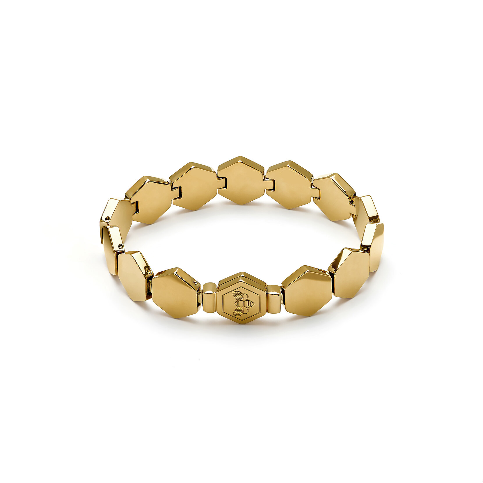 Honeycomb Gold Plated Slim Cuff Bracelet