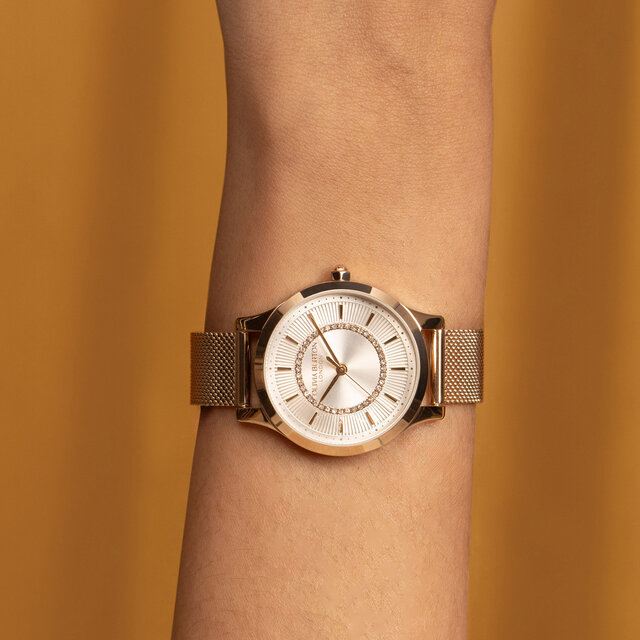 30mm Wonderlust White & Rose Gold Mesh Watch