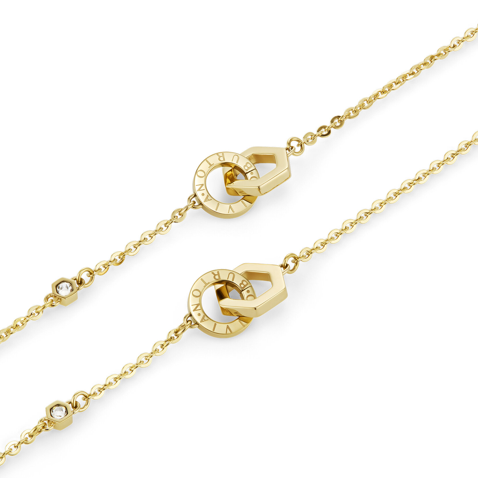 Hex Interlink Gold Plated Bracelet & Necklace Gift Set