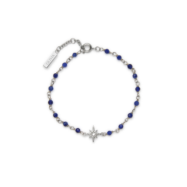 Bracelet Perlé Bleu & Argent avec Charm Étoile Polaire