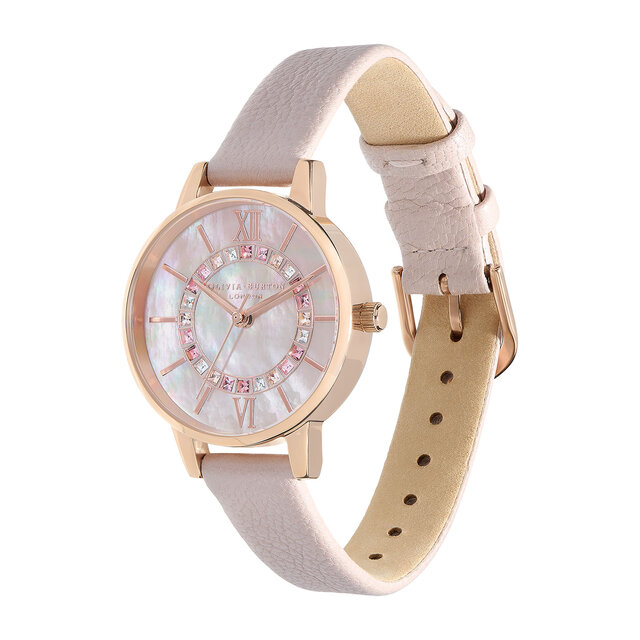 Montre Sparkle Wonderland rose perlé et or rose