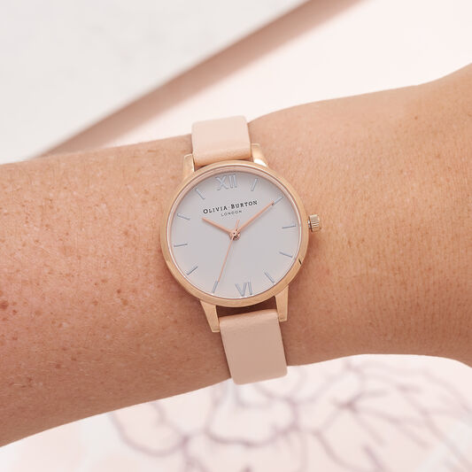 Midi Dial Nude Peach, Silver & Rose Gold Watch