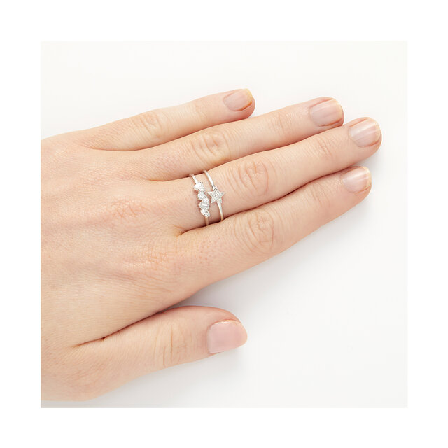 Silver Celestial Double Band Ring L