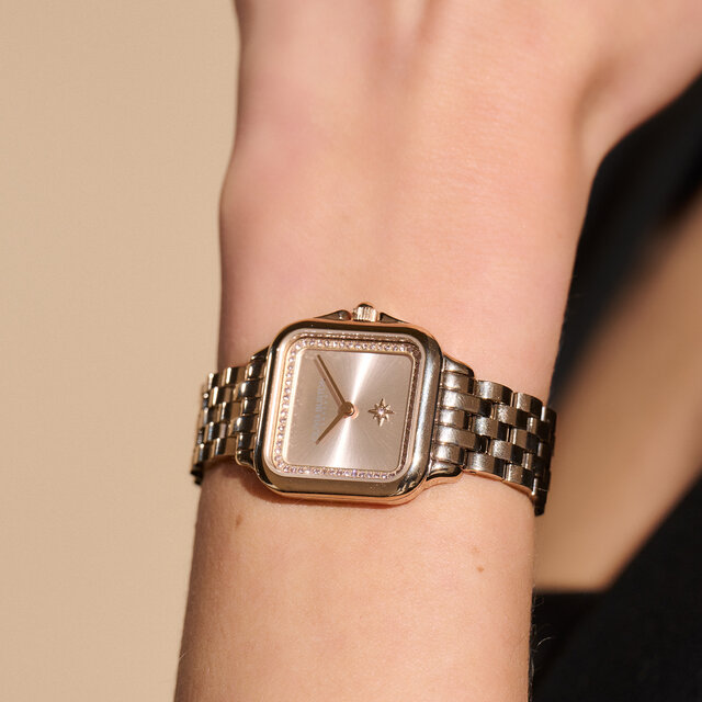 Montre Grosvenor bracelet Rose pastel et Or rose 28 mm