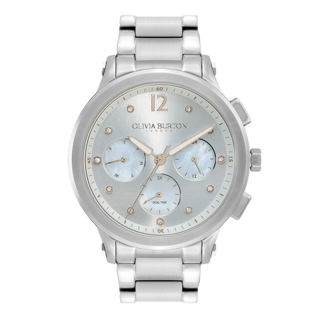 38mm Multi-Function Blue & Silver Bracelet Watch