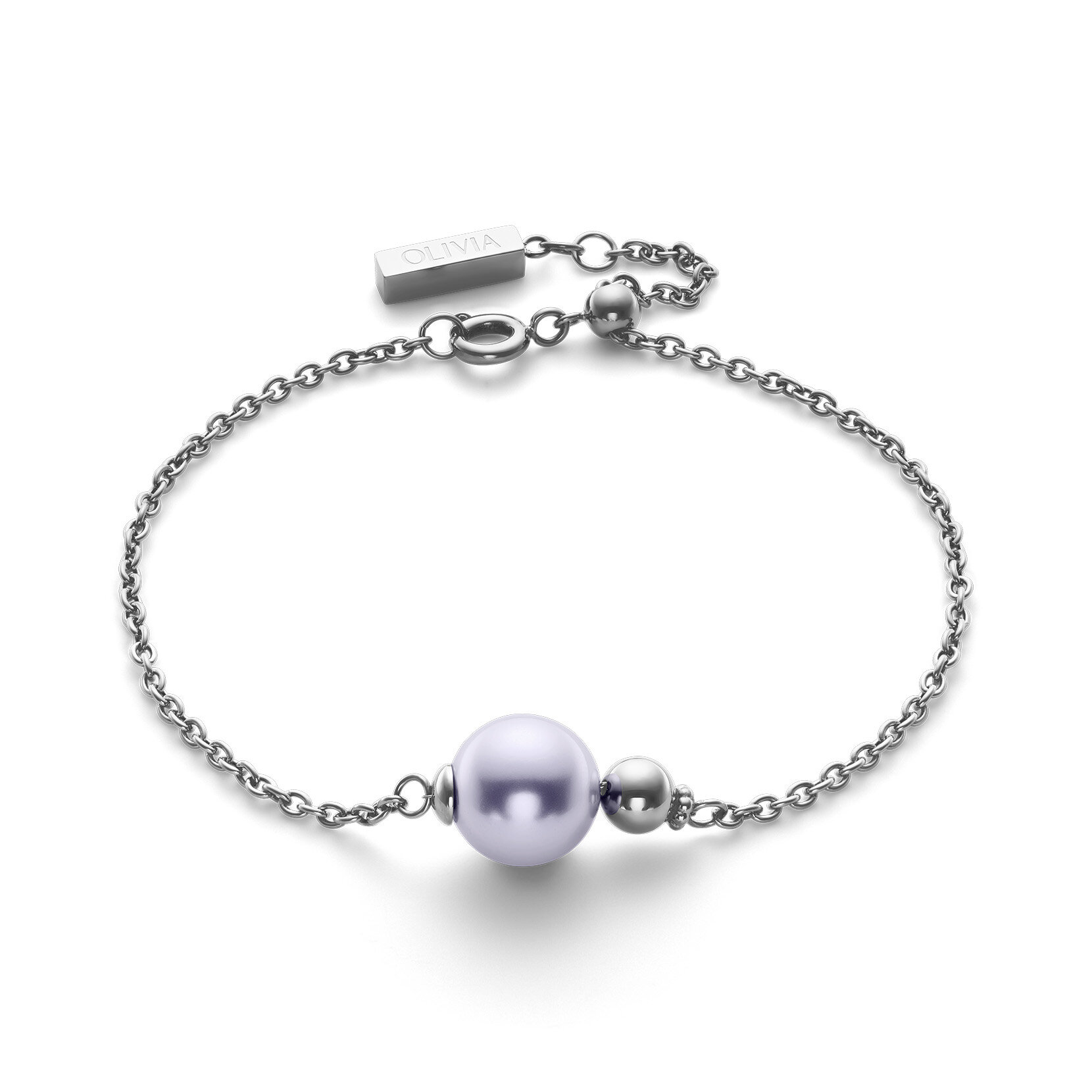 Modern Lavender Pearl Silver Tone Bracelet