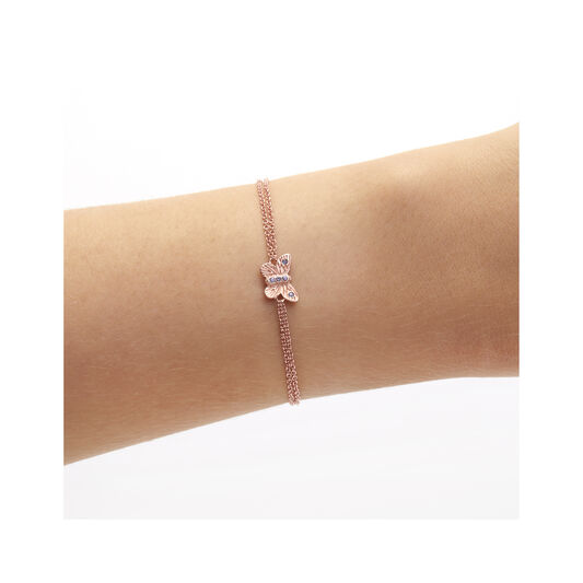 Bejewelled Butterfly Chain Bracelet Rose Gold & Tanzanite