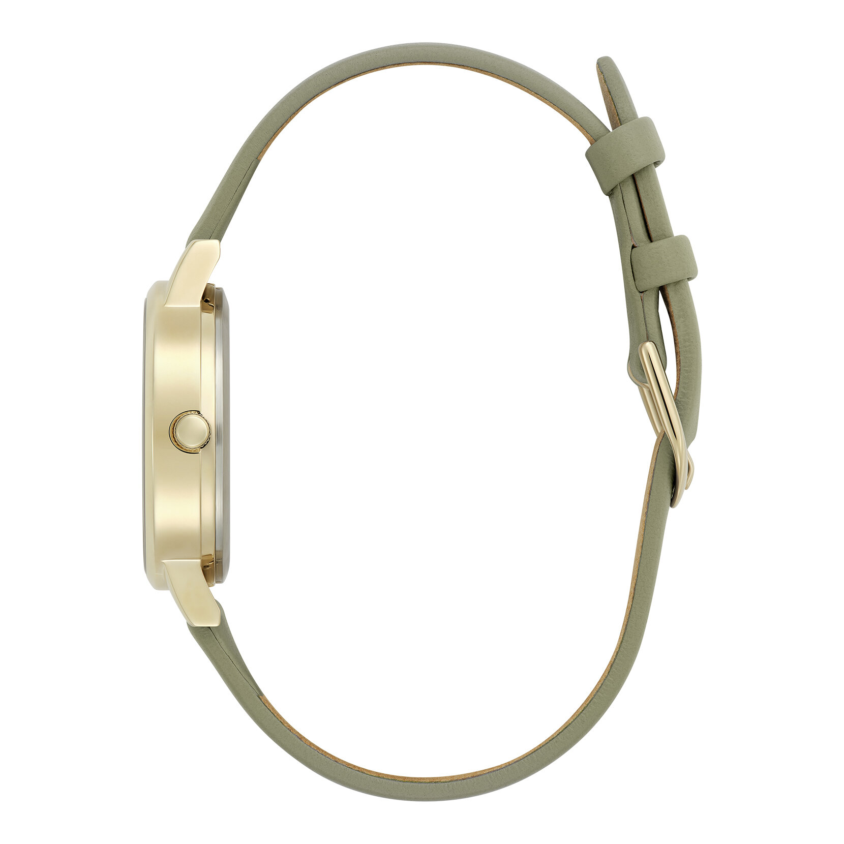 Montre au bracelet en cuir ornée de fleurs 30mm or et vert sauge