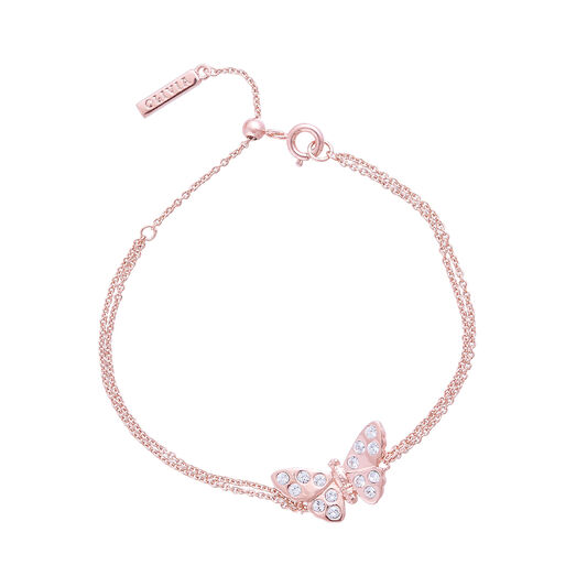 Bracelet chaîne 3D Sparkle Butterfly en or rose 