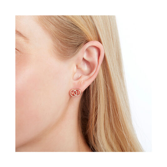 Rose Gold Interlink Stud Earrings