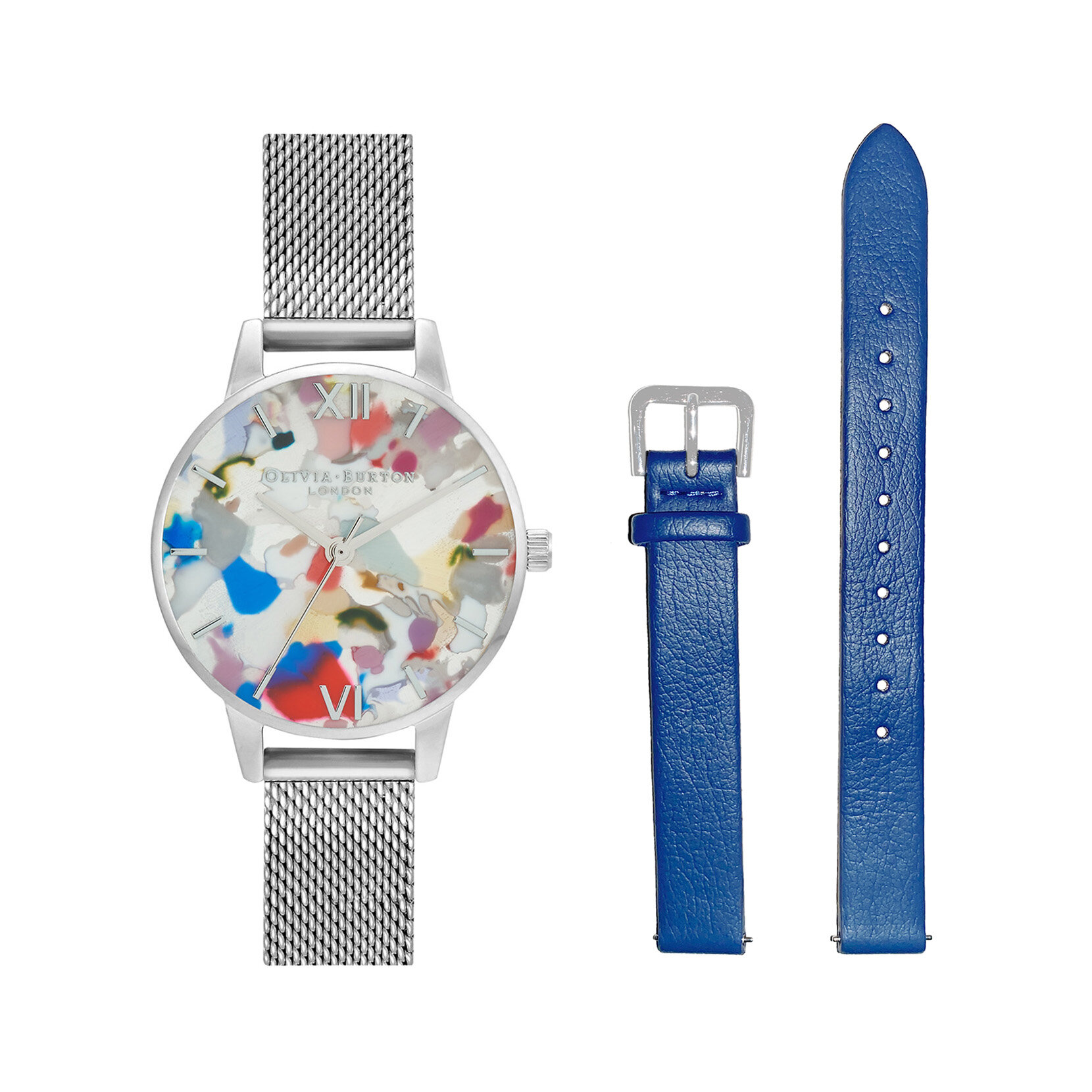 30mm Silver & Blue Eco Vegan Strap Gift Set