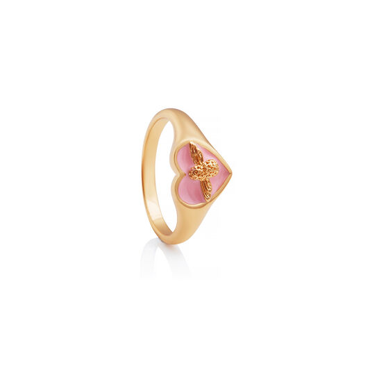 Love Bug Signet Ring Pink & Gold M