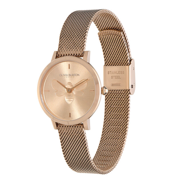 28mm Bee Ultra Slim Carnation Gold Mesh Watch