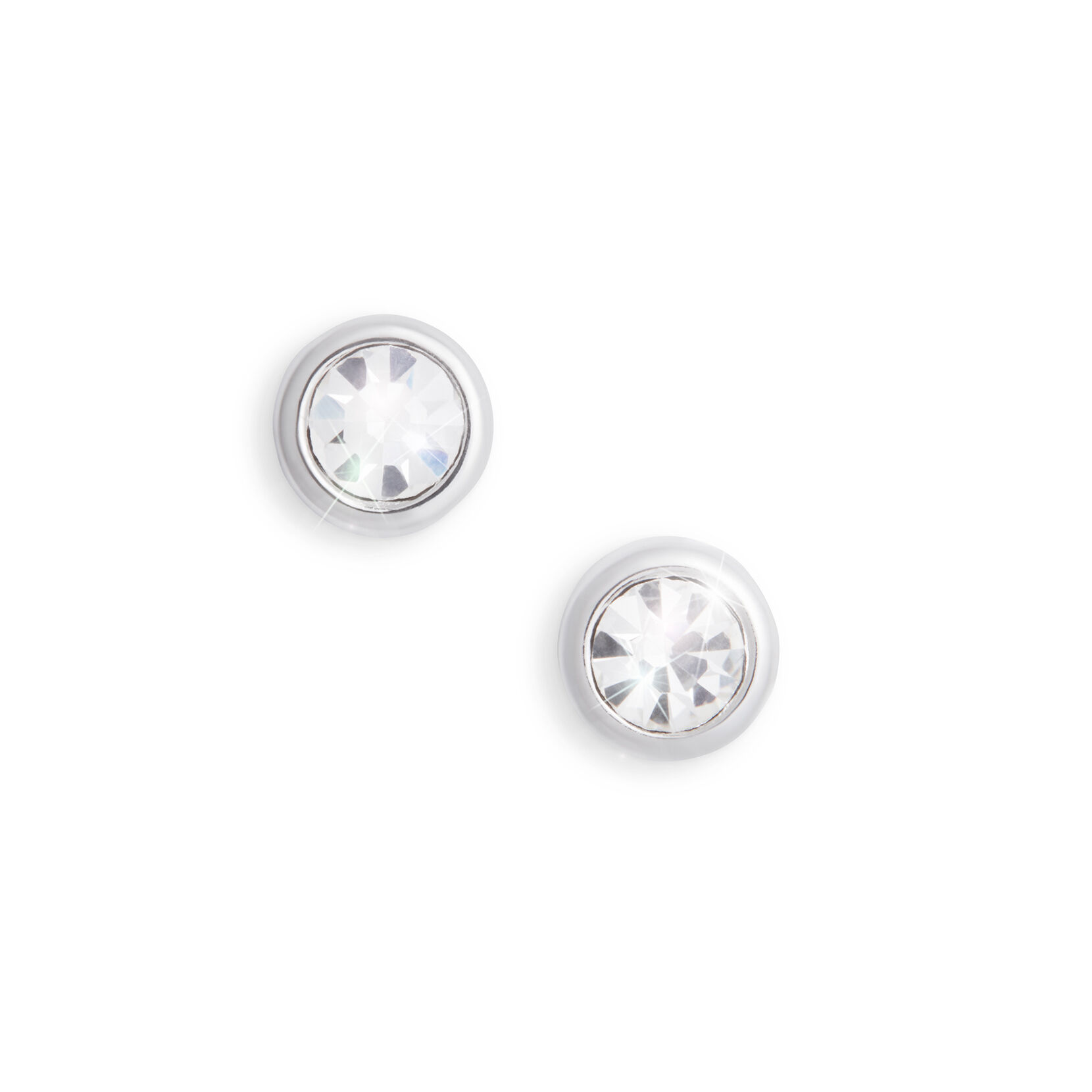 Bejeweled Classics Silver Round Stud Earrings