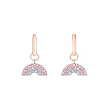 Rose Gold Rainbow Huggie Hoops