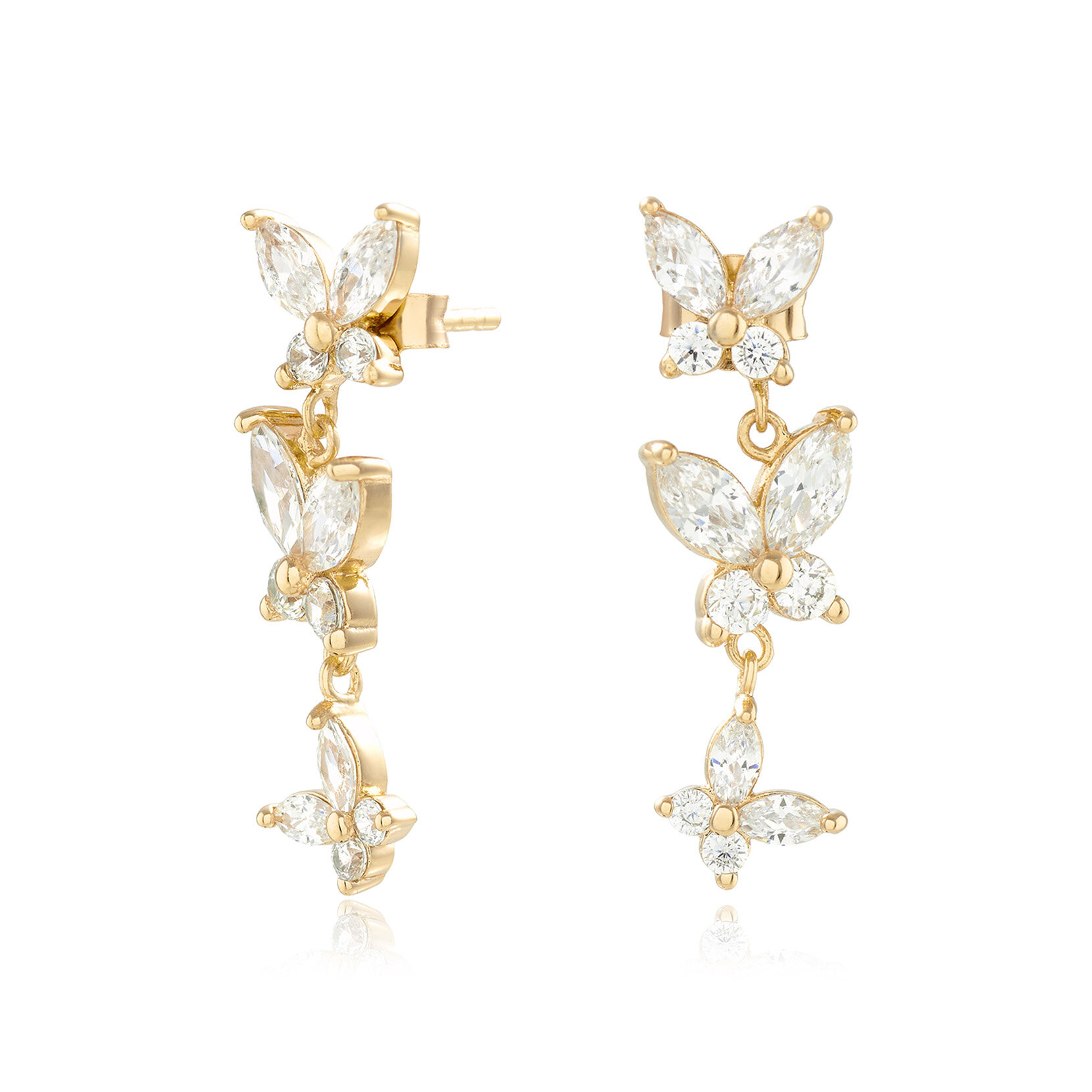 Pendants d’oreilles Sparkle Butterfly Marquise or