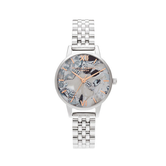 Abstract Florals Silver Bracelet Watch