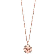 Collier pendentif charme au motif d'abeille en forme de pièce de monnaie en or rose