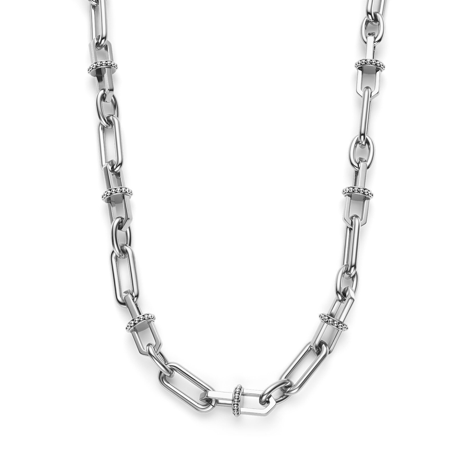 Anchor Link Silver Tone Necklace