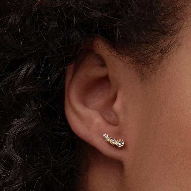 Boucles d'Oreilles Crystal Plaqué Or